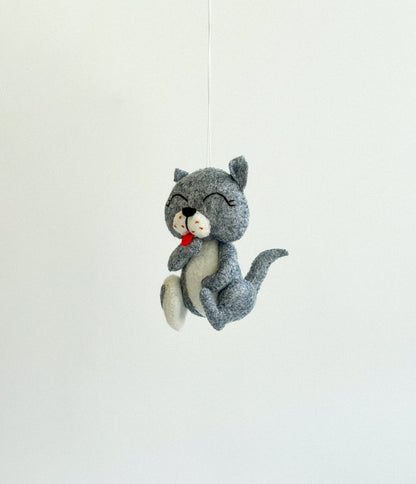 Felted Cat Ornament - WoollyFox