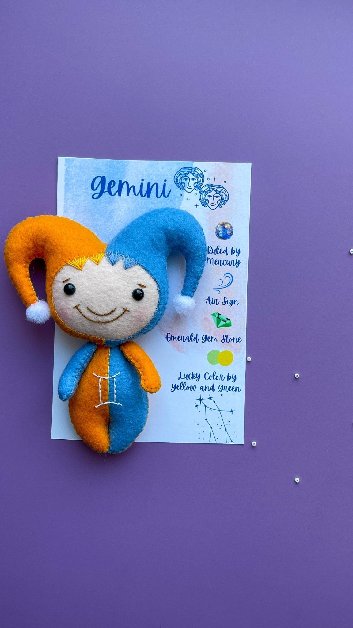 Gemini Zodiac Felt Doll - WoollyFox