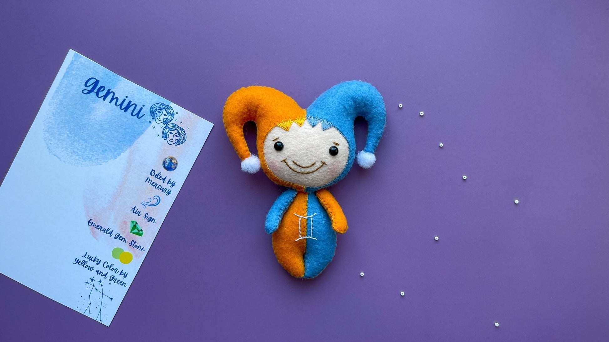 Gemini Zodiac Felt Doll - WoollyFox