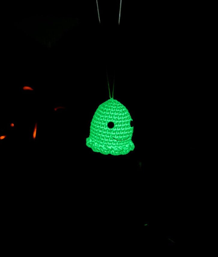 Glow in the Dark Crochet Ghost – Rearview Mirror Car Charm – Halloween Car Accessory - WoollyFox