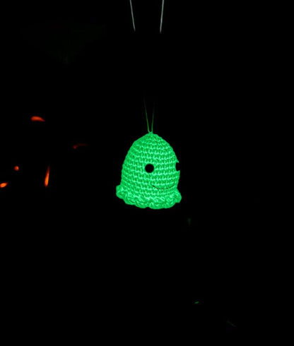Glow in the Dark Crochet Ghost – Rearview Mirror Car Charm – Halloween Car Accessory - WoollyFox