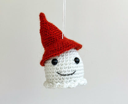 Glow in the Dark Crochet Ghost – Rearview Mirror Car Charm – Halloween Car Accessory - WoollyFox