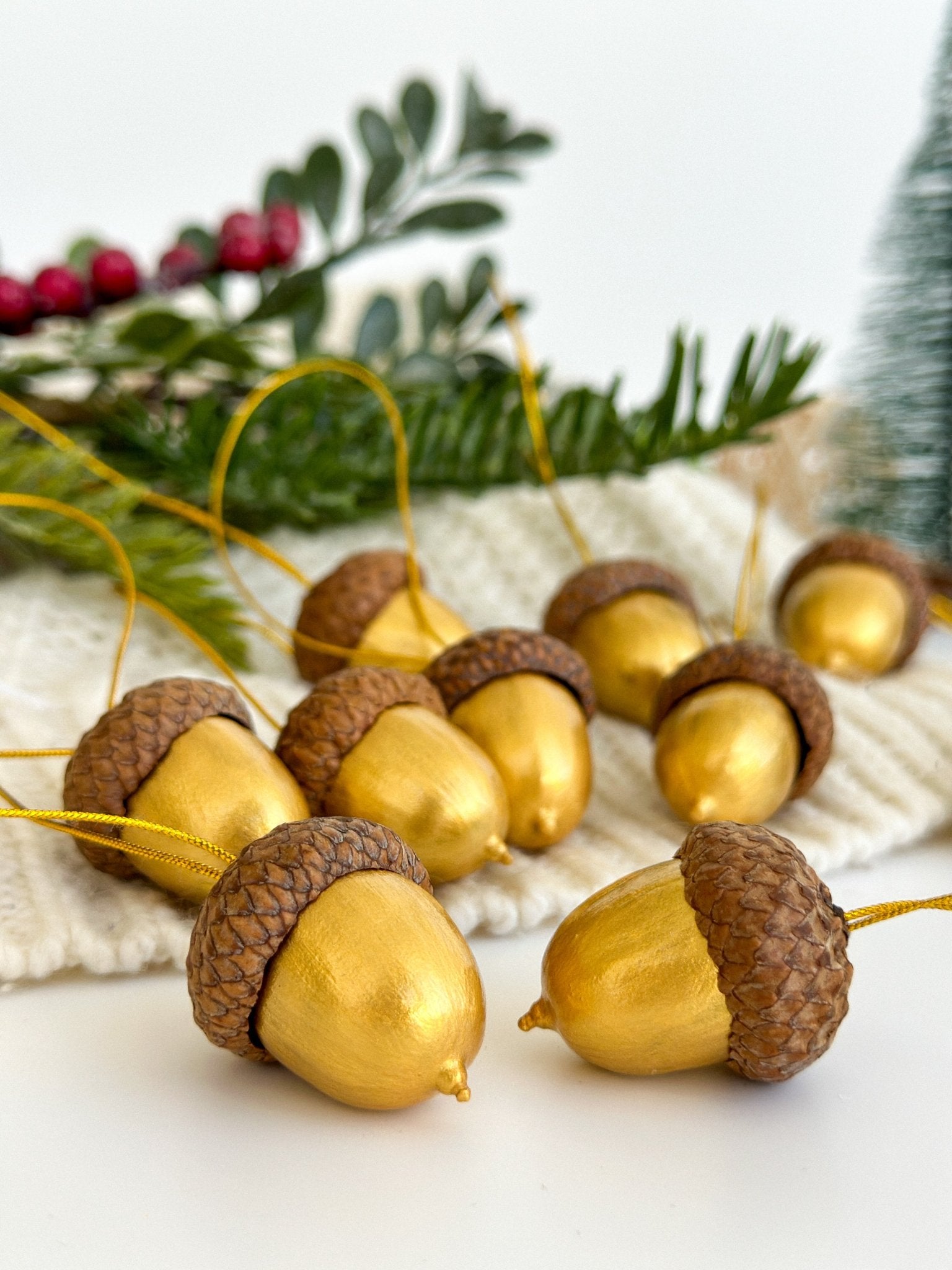 Golden Acorn Christmas Ornaments - WoollyFox