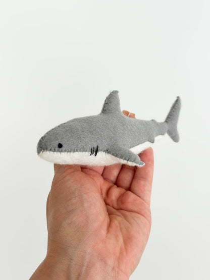 Great White Shark Felt Ornament | Handmade Felt Toy | Ocean Animal Decor - WoollyFox
