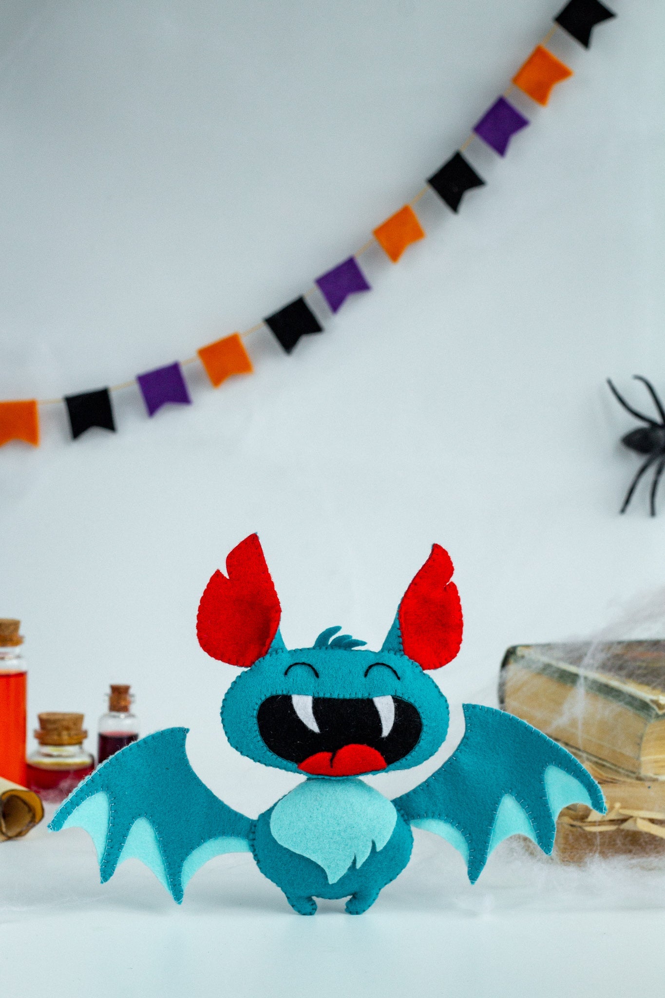 Halloween Bat Felt Ornament – Cute Blue Bat for Halloween Tree Decor or Spooky Gift - WoollyFox