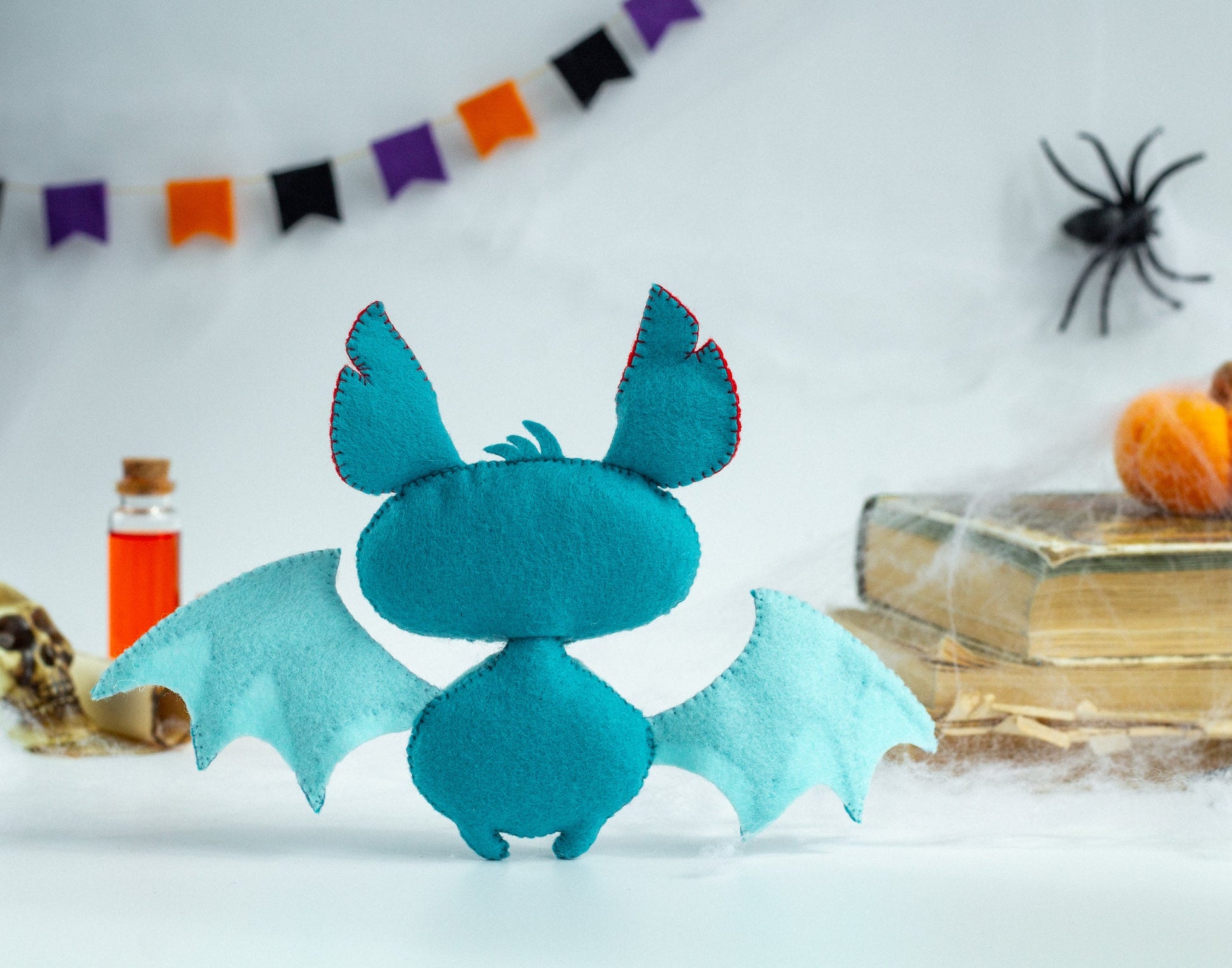 Halloween Bat Felt Ornament – Cute Blue Bat for Halloween Tree Decor or Spooky Gift - WoollyFox