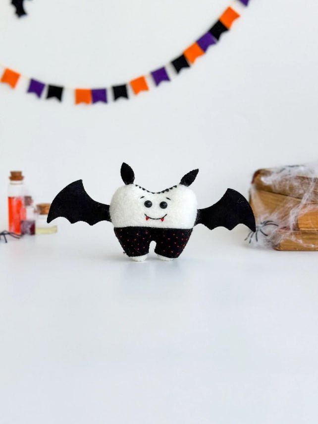 Halloween Bat Tooth Ornament – Felt Bat Halloween Decoration or Tooth Fairy Gift - WoollyFox