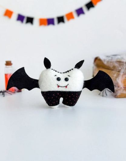 Halloween Bat Tooth Ornament – Felt Bat Halloween Decoration or Tooth Fairy Gift - WoollyFox