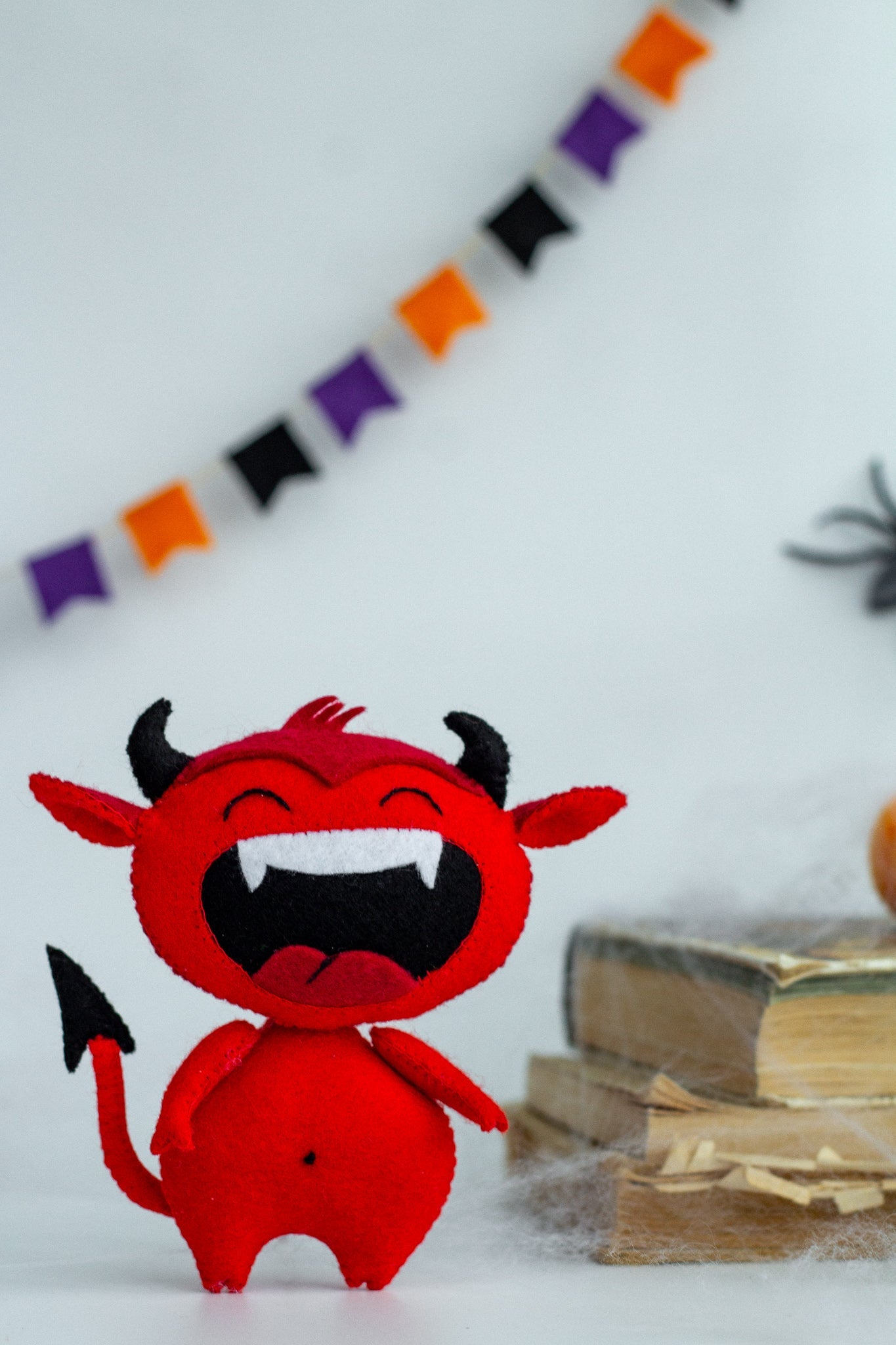 Halloween Devil Ornament – Spooky Handmade Felt Decoration - WoollyFox