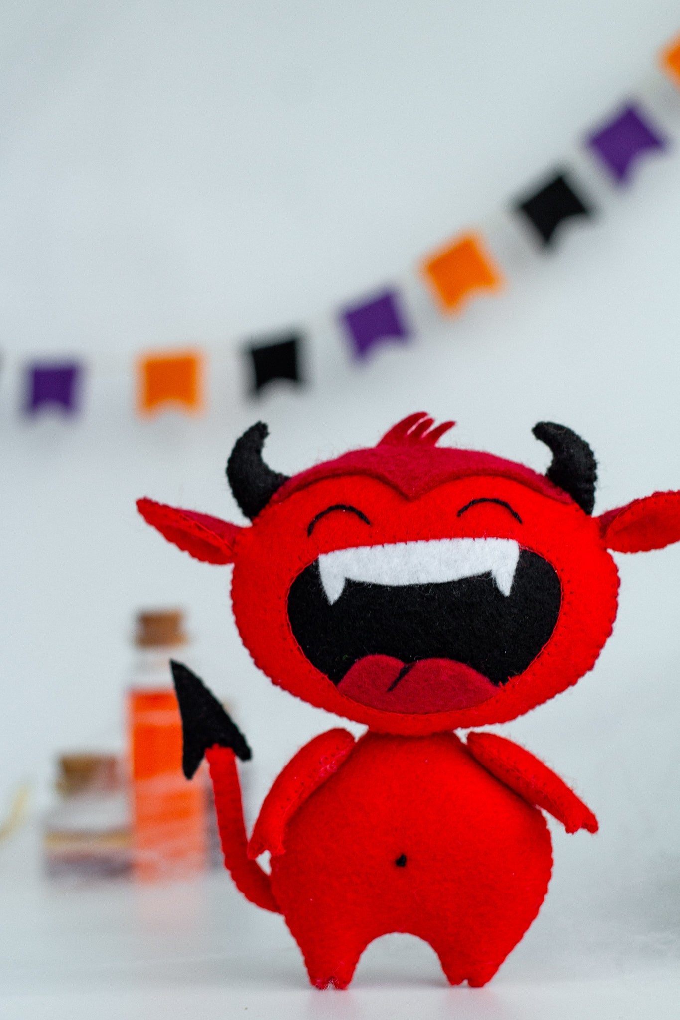 Halloween Devil Ornament – Spooky Handmade Felt Decoration - WoollyFox