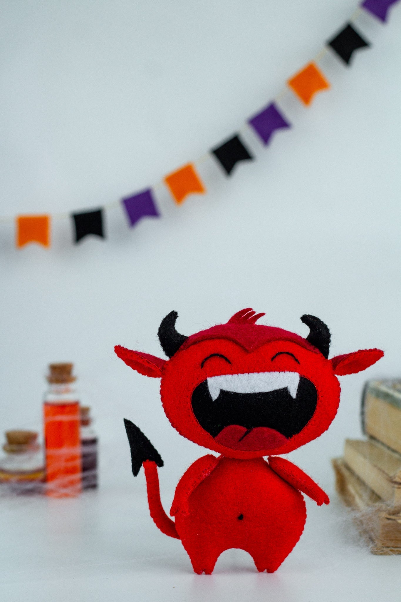 Halloween Devil Ornament – Spooky Handmade Felt Decoration - WoollyFox