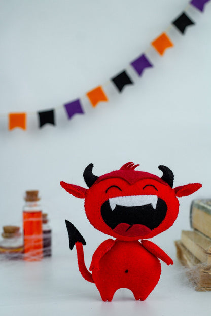 Halloween Devil Ornament – Spooky Handmade Felt Decoration - WoollyFox