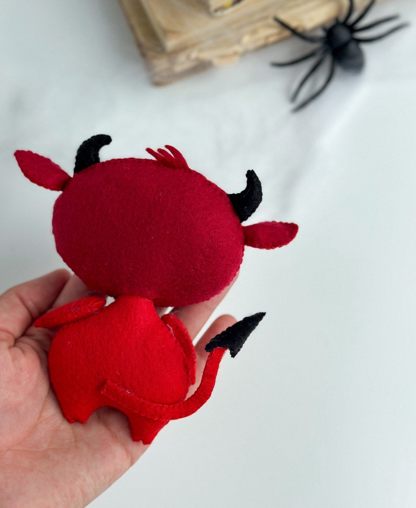Halloween Devil Ornament – Spooky Handmade Felt Decoration - WoollyFox