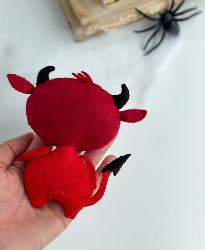 Halloween Devil Ornament – Spooky Handmade Felt Decoration - WoollyFox