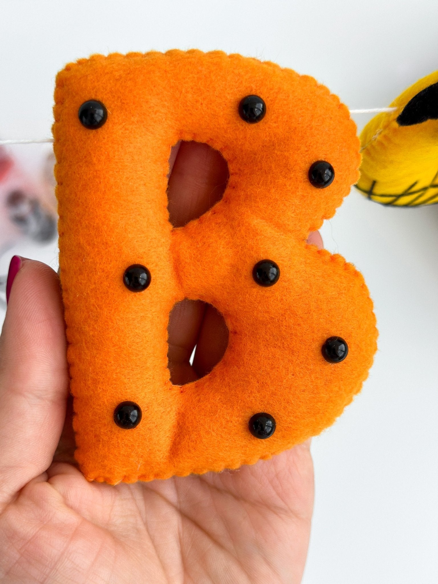 Halloween Felt Garland “BOO” – Ghost, Bat, Cat & Letter Decor for Halloween Baby Shower or Wall Hanging - WoollyFox