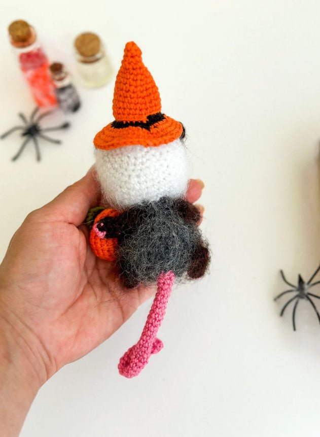 Halloween Opossum – Handmade Crochet Possum Ornament with Pumpkin – Spooky Cute Halloween Decoration - WoollyFox