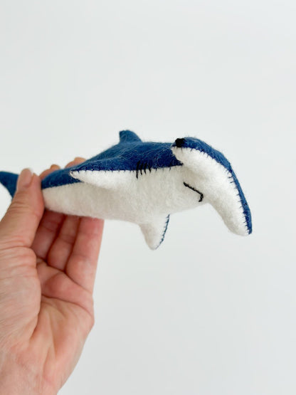 Hammerhead Shark Felt Ornament | Handmade Felt Toy | Ocean Animal Decor - WoollyFox
