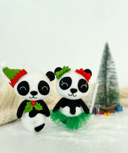 Handmade Christmas Panda Ornament for Tree - WoollyFox
