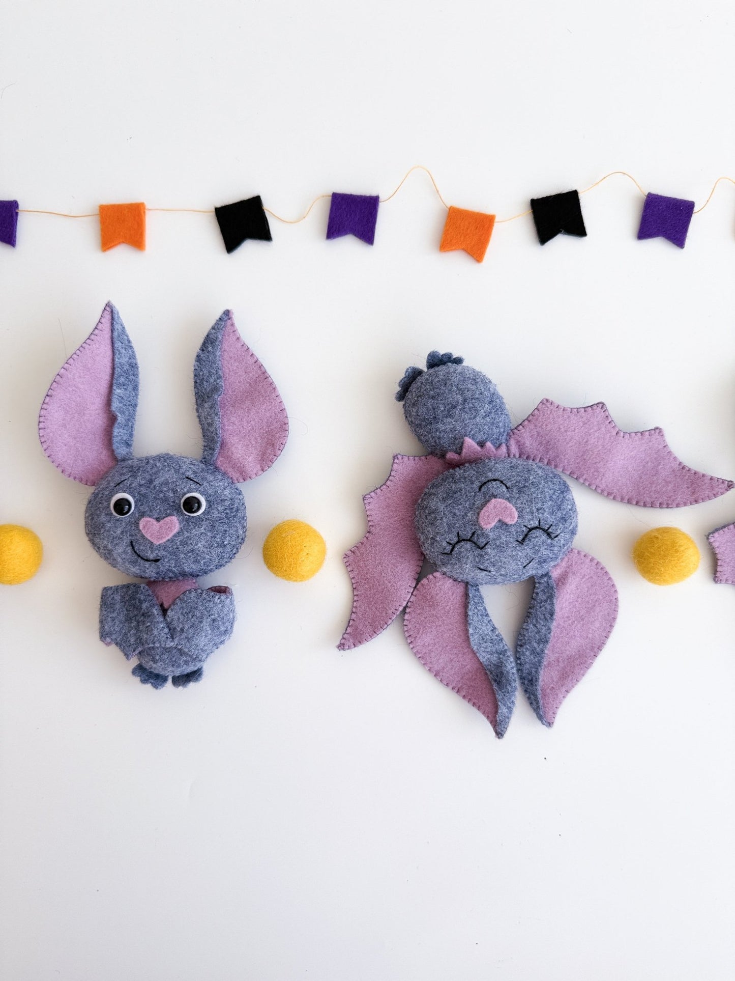 Handmade Felt Bat Ornament – Halloween Plush Decoration - WoollyFox