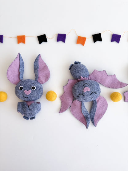 Handmade Felt Bat Ornament – Halloween Plush Decoration - WoollyFox