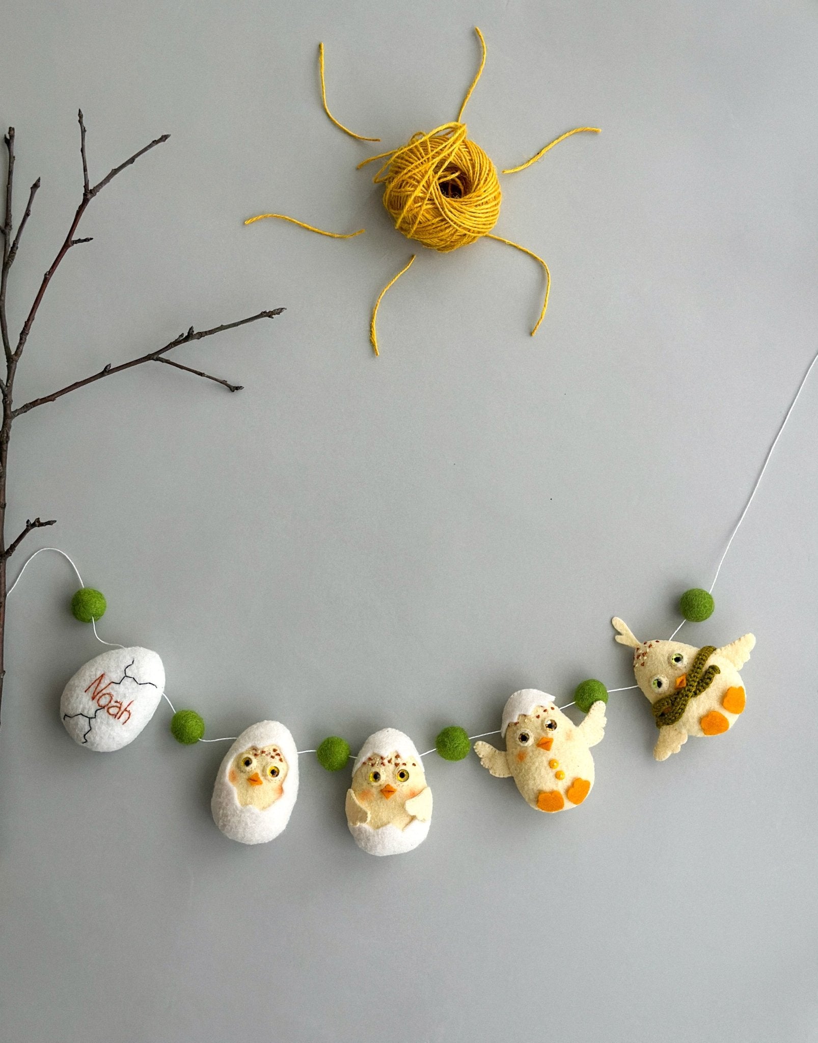 Handmade Felt Easter Chick Garland - WoollyFox