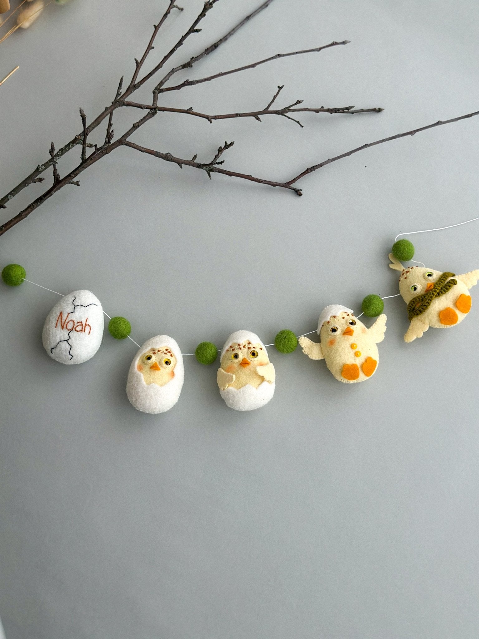 Handmade Felt Easter Chick Garland - WoollyFox