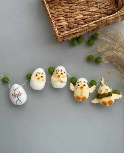 Handmade Felt Easter Chick Garland - WoollyFox