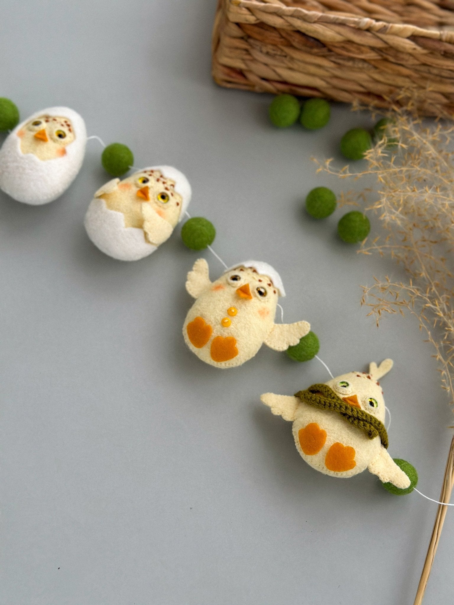 Handmade Felt Easter Chick Garland - WoollyFox