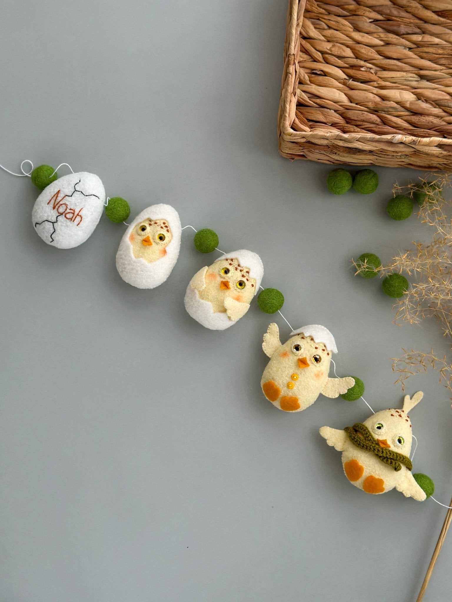 Handmade Felt Easter Chick Garland - WoollyFox