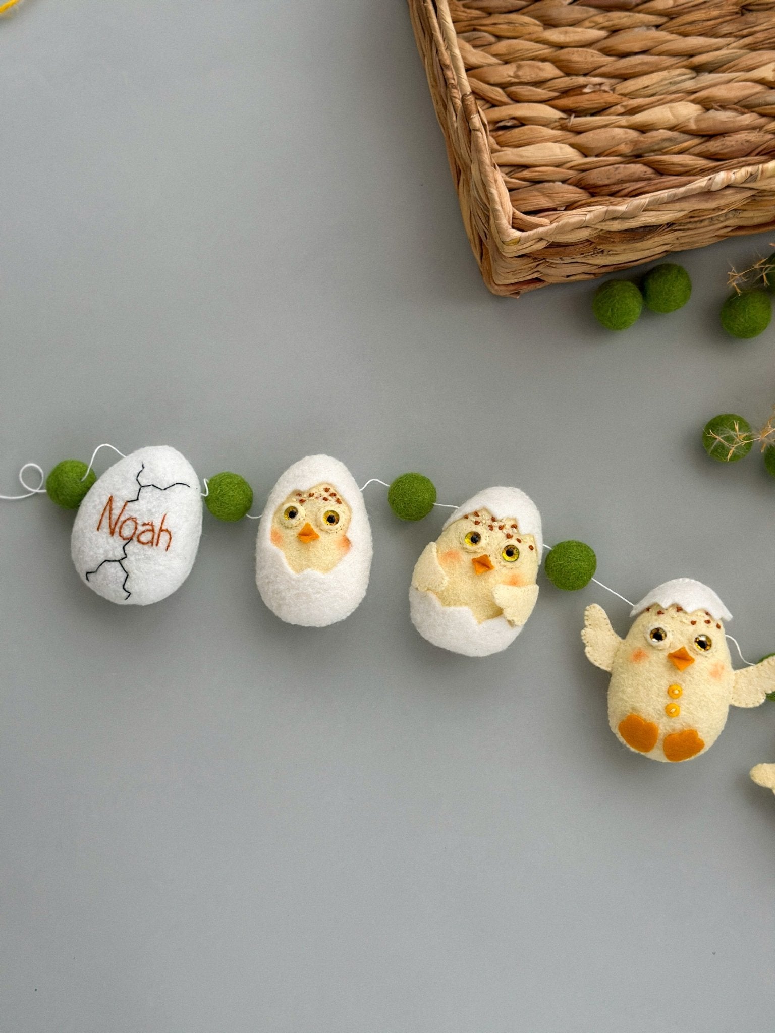 Handmade Felt Easter Chick Garland - WoollyFox