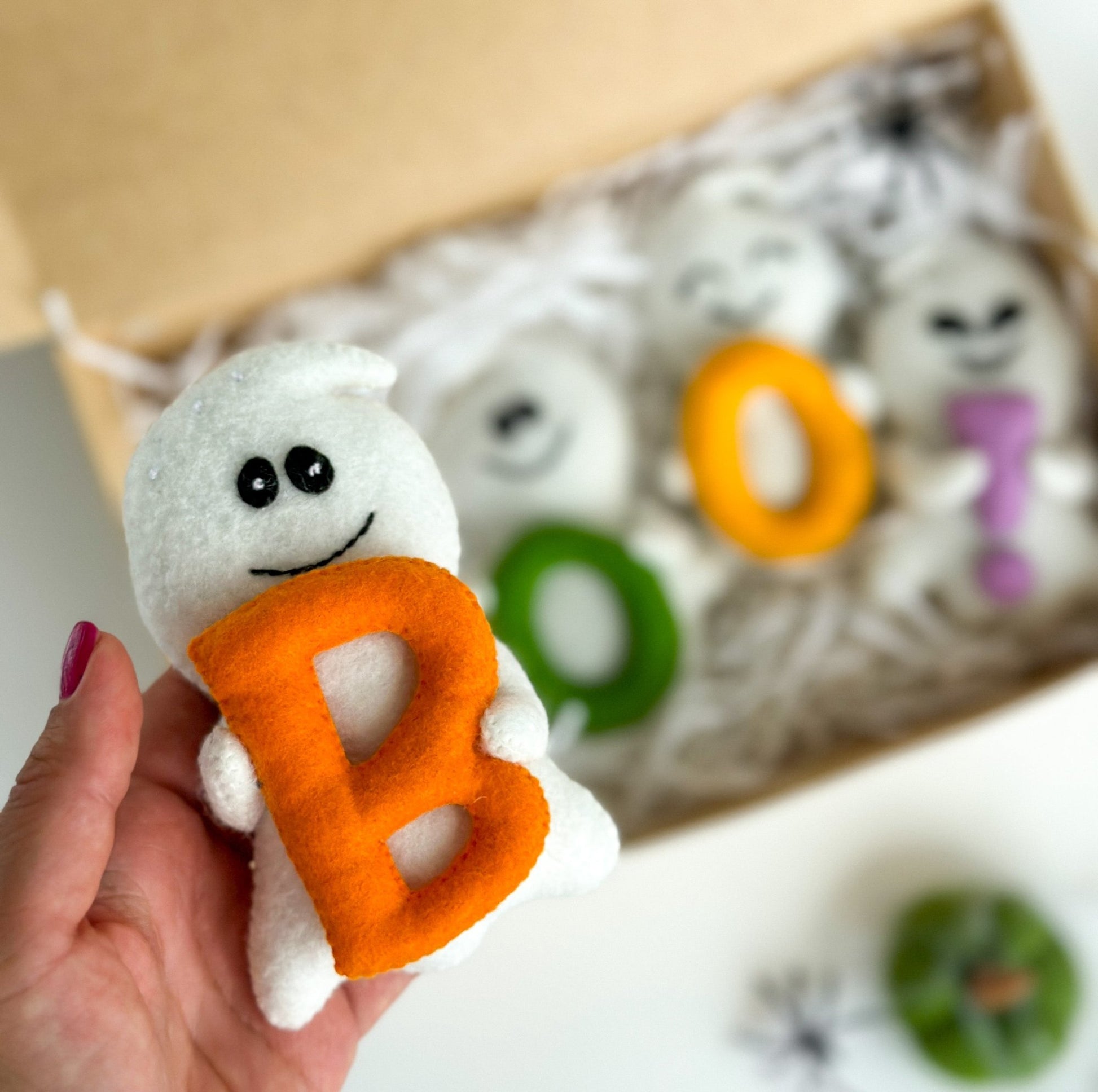 Handmade Felt Ghost Halloween Garland – BOO Banner Party & Home Decor - WoollyFox