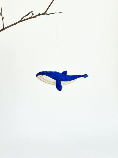 Humpback Whale Felt Ornament | Handmade Felt Toy | Ocean Animal Decor - WoollyFox