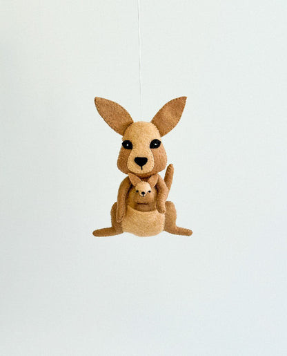 Kangaroo Mom and Joey Felt Ornament | Handmade Felt Toy | Australian Animal - WoollyFox