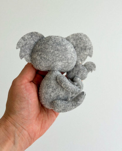 Koala Mom and Baby Felt Ornament | Handmade Felt Toy | Australia Animal Decor - WoollyFox