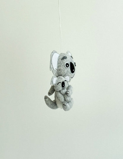 Koala Mom and Baby Felt Ornament | Handmade Felt Toy | Australia Animal Decor - WoollyFox