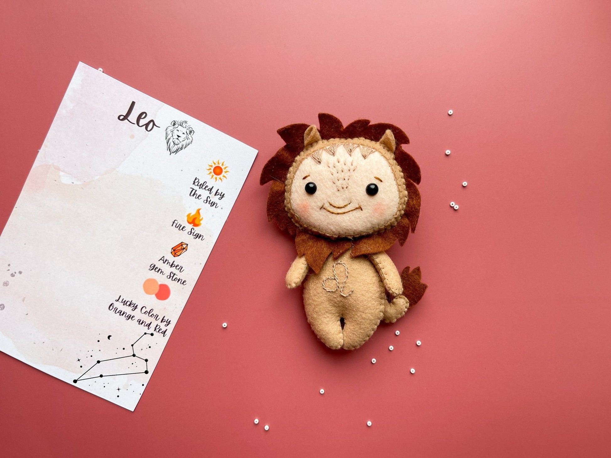 Leo Zodiac Felt Doll - WoollyFox