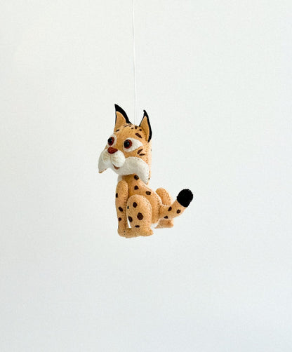 Lynx Felt Ornament | Handmade Felt Toy | Wild Animal Decor - WoollyFox