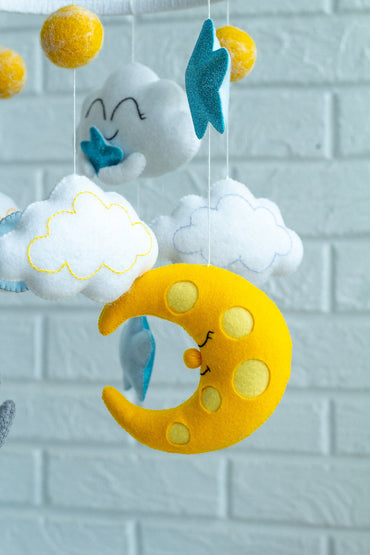 Mouse baby crib mobile, New mom gift - WoollyFox