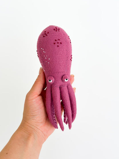 Octopus Felt Ornament | Handmade Felt Toy | Ocean Animal Decor - WoollyFox