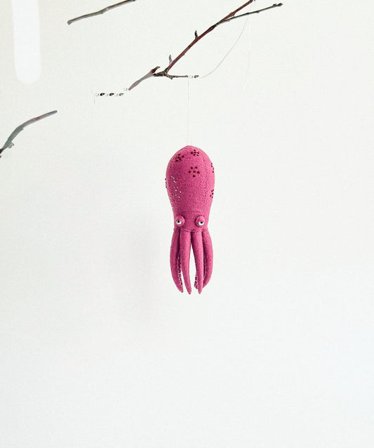 Octopus Felt Ornament | Handmade Felt Toy | Ocean Animal Decor - WoollyFox