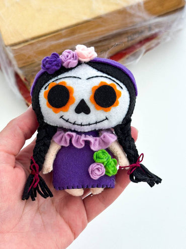 Lady Katrina Halloween Ornament – Handmade Felt Decoration