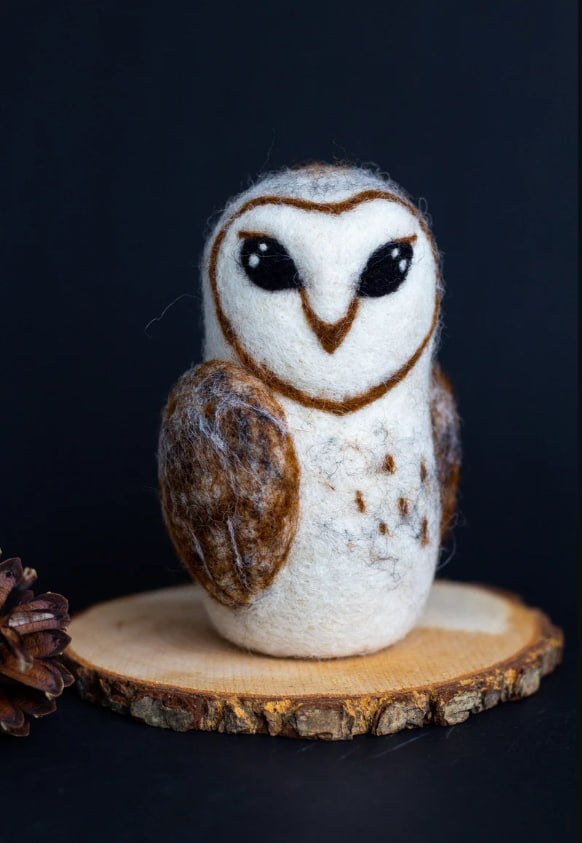 Close-up of felted owl figurine – soft gift for owl lovers