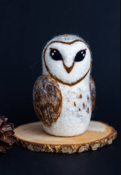 Close-up of felted owl figurine – soft gift for owl lovers
