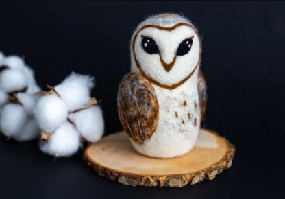 Owl sculpture on shelf – woodland themed felt animal decor