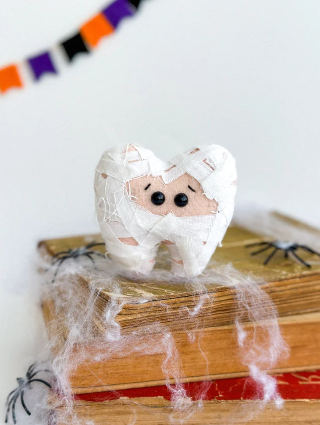 Cute tooth character Halloween ornament with stitches