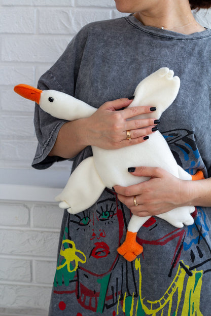 Plush Goose Lovey – Soft Baby Comfort Toy Made of Fleece - WoollyFox