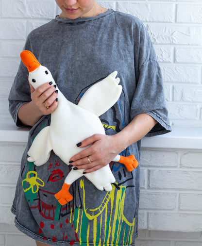 Plush Goose Lovey – Soft Baby Comfort Toy Made of Fleece - WoollyFox