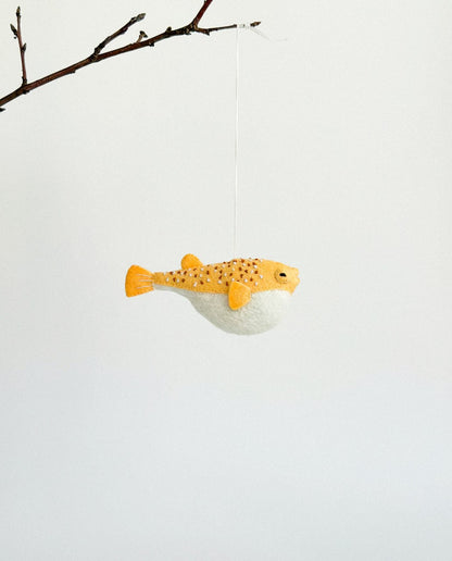Puffer Fish Felt Ornament | Handmade Felt Toy | Ocean Animal Decor - WoollyFox