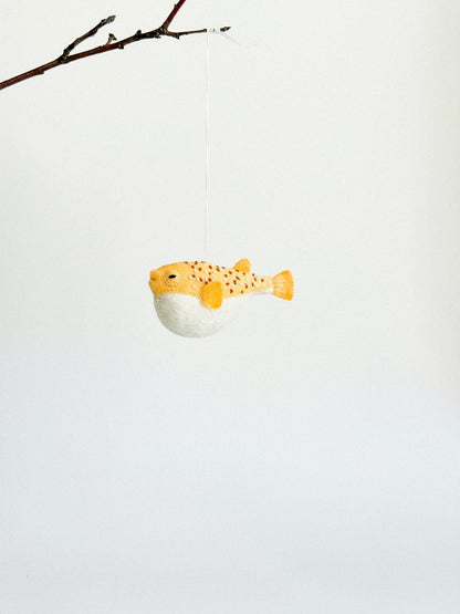 Puffer Fish Felt Ornament | Handmade Felt Toy | Ocean Animal Decor - WoollyFox