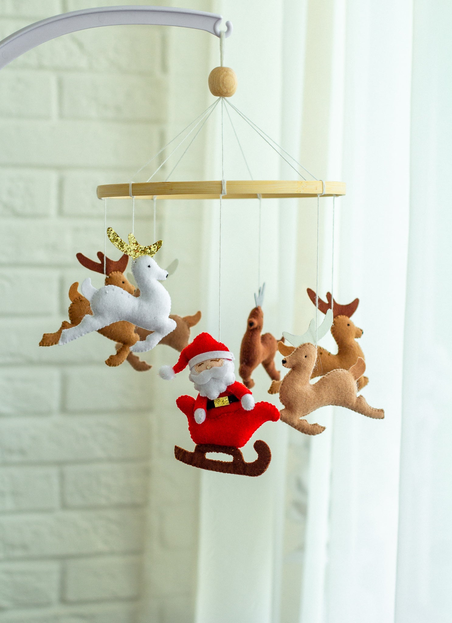 Santa and Reindeer Baby Mobile – Christmas Nursery Crib Decor - WoollyFox